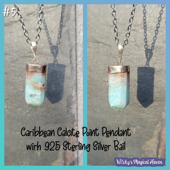 Caribbean Calcite Gemstone Sterling Silver Bail Pendants - Picture 7 of 12